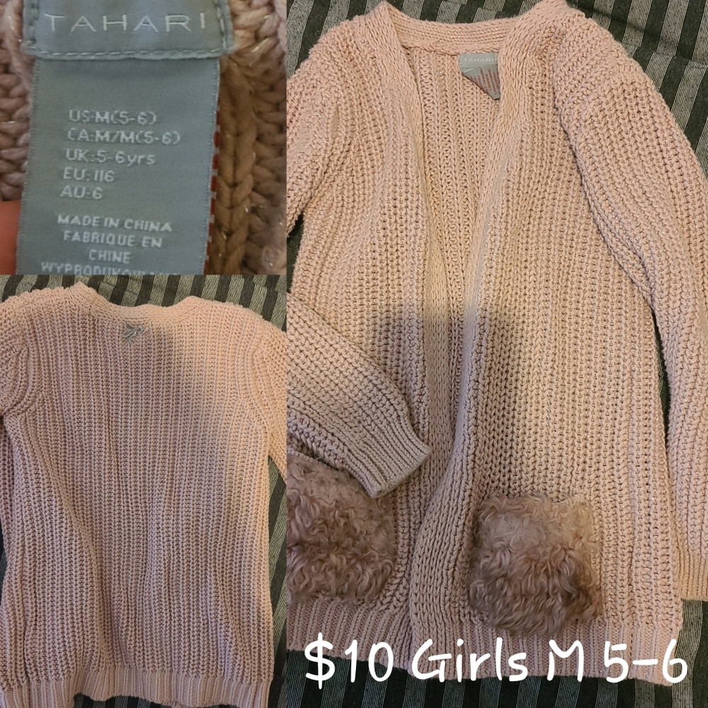 Girls Tahari cardigan Med 5/6